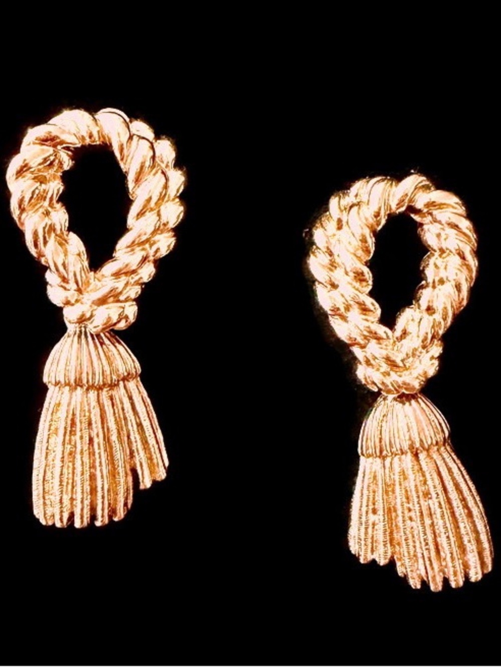 Vintage Goldtone Tassel Earrings Pierced
